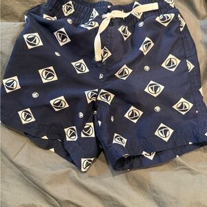 Navy Blue Patterned Shorts
